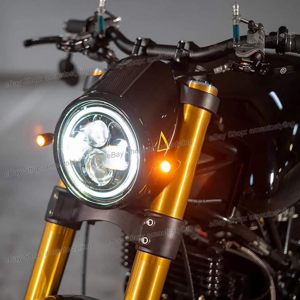 75W 7" Halo Ring Headlight Cafe Racer Rebuild Custom for Honda Yamaha Kawasaki Foto 1 de 4