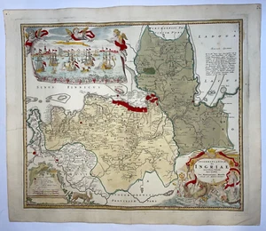 RUSSIA INGRIA ST PETERSBURG DATED 1734 HOMANN HRS LARGE ANTIQUE ENGRAVED MAP - Picture 1 of 11