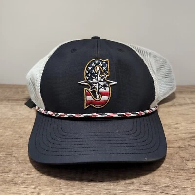 Seattle Mariners '47 Flag Fill Trucker Snapback Hat - Navy/White Clean Excellent - Image 1 of 4