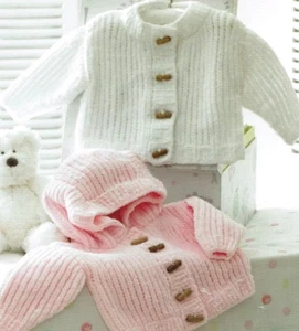 chunky 14 - 22 inch cardigan jacket with hood for babies (038) - Picture 1 of 1
