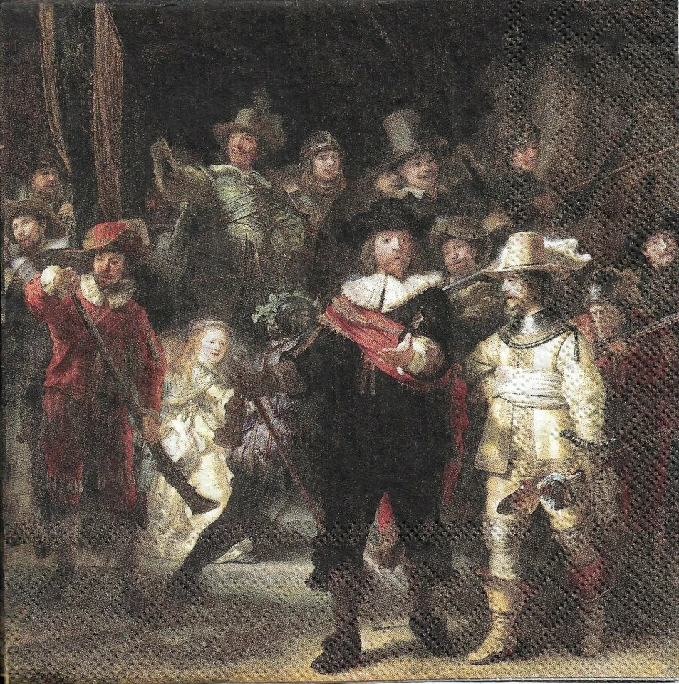 Lot de 2 Serviettes en papier Ronde de Nuit Rembrandt Decoupage Decopatch