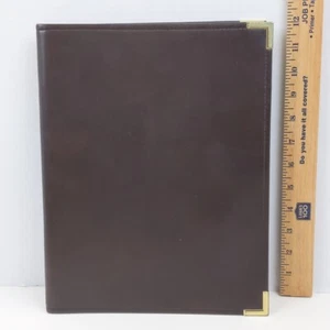 Portafolio de cuero avellana Padfolio marrón dorado esquina organizador de negocios hecho en EE. UU. - Imagen 1 de 4