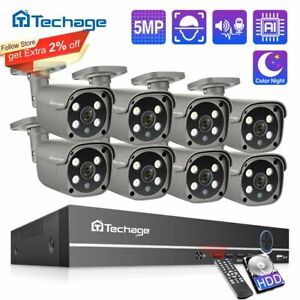 Security Camera System 8CH 5MP HD POE NVR Kit CCTV Two Way Audio AI Face