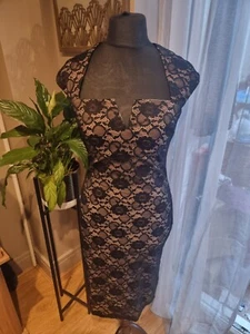 Amy Child's Black Lace Party Evening Cocktail Special Occasion Dress - Sz 12 - Picture 1 of 13