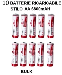 10 Batterie Ricaricabili AA Alta Capacità Pile Ricaricabili Stilo 6800mAH - Foto 1 di 1
