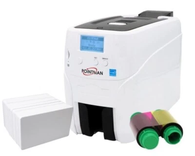 Pointman N15 single sided Plastic ID card printer bundle software ribbon cards - Image 1 of 4