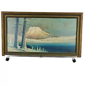Antique Original Oil Painting Mountain Lake By Harry Leonard Lopp Pacific NW - Picture 1 of 8