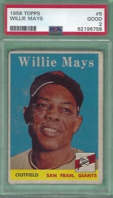 Willie Mays 1958 Topps #5 PSA 2 BUENO San Francisco Giants Foto 1 de 2