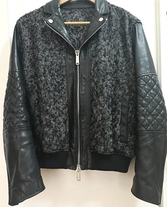 DSQUARED Wool & Leather Moto Jacket – Size 48 - Picture 1 of 11