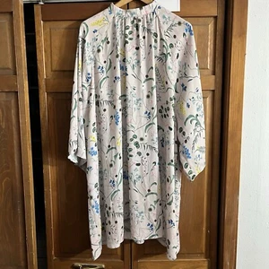 Anna Glover x H&M Kleid Damen Gr. L mehrfarbig Blumen Raglanärmel hochgeschlossen - Bild 1 von 7