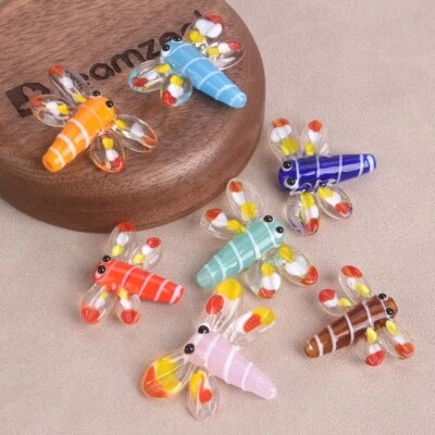 2pcs Handmade Dragonfly 26x21mm Lampwork Glass Loose Beads For Jewelry Making - Image 1 of 3