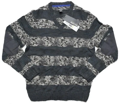 Kenneth Cole мужской $80 серый страйк полоски коренастый вязаный шерсти V шеи свитер - Изображение 1 из 4