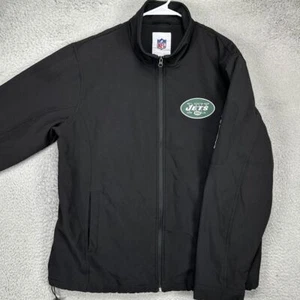 New York Jets Full Zip Jacket Mens XL Black Fleece Lined Softshell Pocket NFL - Picture 1 of 12