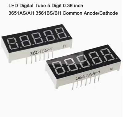 LED Digital Tube 5 Digit 0.36 inch 3651AS/AH 3561BS/BH Common Anode/Cathode Red - Image 1 of 2