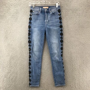 7 For All Mankind Ankle Skinny Jeans Womens 26 (Actual 27x26.5) Blue Embroidered - Picture 1 of 19