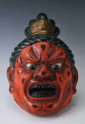 Old Vintage Paper Clay Buddhism Mask Plaque -Nio- Early Showa Product Rare - Image 1 of 4