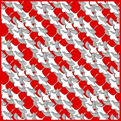 Hamamonyo Large Cloth (Furoshiki 90cm) Celebration Crane Red - Image 1 of 2