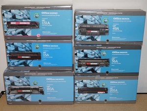 Lote de 6 tóner Office Depot HP 5x negro + 1x magenta | 131A 15A 80A 49A 36A 201A - Imagen 1 de 7