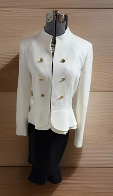 NEW $280 Tahari ASL Skirt Suit Size 6 Two Piece Set Double Breasted Style Gold - Image 1 of 4