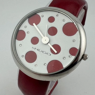 by Hugo Reloj de Cuarzo Mujer Plata Rojo Japón Brazalete Analógico Batería Nueva Foto 1 de 4