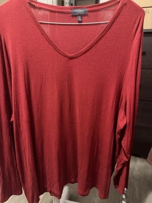 Madison Long Sleeve Ribbed Blouse V-neck Women’s 3XL Loose Fit Relaxed Christmas - Image 1 of 4