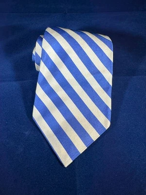 Corbata a rayas diagonales Lauren by Ralph Lauren para hombre 100 % seda azul claro/blanco roto Foto 1 de 4