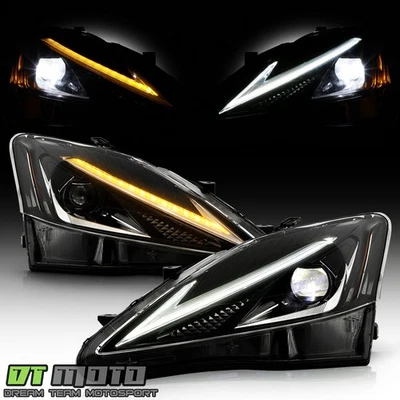For 2006-2013 Lexus IS250 IS350 Full LED Headlights w/SwitchBack Led Light Bar - Imagem 1 de 4