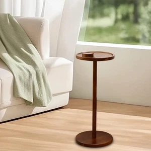 Wood Side Table Couch Table Round Stable Modern with Phone Stand for recliner - Picture 1 of 5