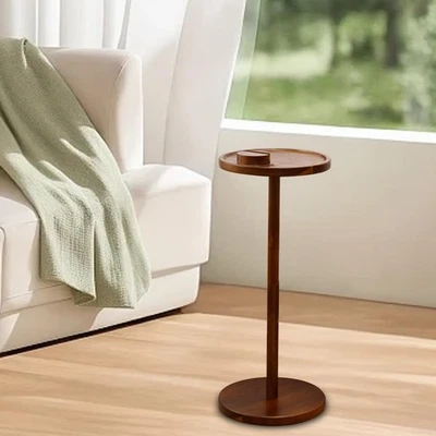 Wood Side Table Couch Table Round Stable Modern with Phone Stand for recliner - Image 1 of 4