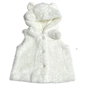 Harper Canyon Toddlers Soft Faux Fur Hooded Bear Ear Vest in Ivory 24 Months - Picture 1 of 2