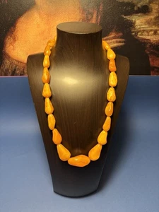 VINTAGE NATÜRLICHE BALTISCHE EIGELB BUTTERSCOTCH BERNSTEIN HALSKETTE SCHÖNE KUGEL 71g - Bild 1 von 16