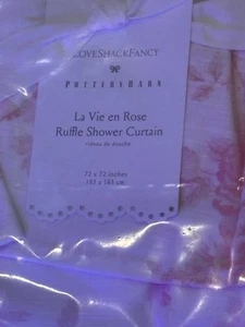 Pottery Barn LoveShackFancy Pink Rose Ruffled Shower Curtain NWT - Picture 1 of 3