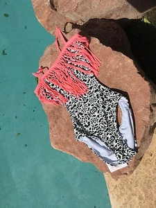 TRAJE DE BAÑO JESSICA SIMPSON TWEEN ESTAMPADO ANIMAL - TALLA 16 - Imagen 1 de 3