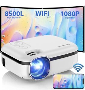 Projector with Wifi and Bluetooth Native 8500L 1080P HD Mini Projector for Movie