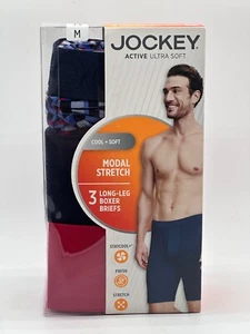 NEW 3 PACK MEN'S JOCKEY LONG LEG BOXER BRIEFS ACTIVE ULTRA SOFT MODAL STRETCH MD - Picture 1 of 5