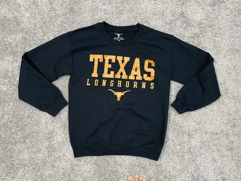 Texas Longhorns NCAA Mens Sweatshirt Small Black Fleece Logo Spellout Cover