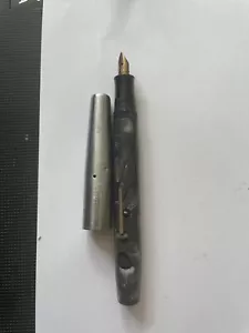 More details for vintage burnham b48 fountain pen. marbled grey color. medium nib (england 1950s)
