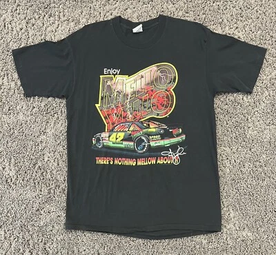 Camiseta amarilla suave vintage 1992 NASCAR Kyle Petty #42 talla XL negra Cal Cru Foto 1 de 4