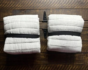 West Elm European Flax Linen Linework Shams (2) King Frost Gray Fiber Die NWOT - Picture 1 of 4