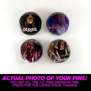 CARRIE (1976) - 1.5" PINS / BUTTONS (vintage poster art horror stephen king book - Picture 1 of 2