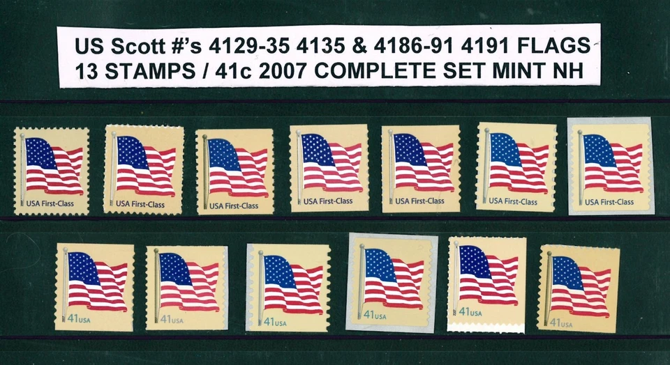 US Scott # 4129-35 4135 & 4186-91 4191 / Flag .41 Set of 13 MNH - Image 1 of 1