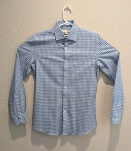 Reiss Dress Shirt Mens Blue Check LS Slim Fit Cotton Button Up - S EUC - Picture 1 of 11