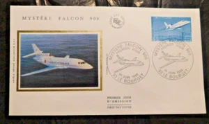 FRANCE FDC SILK ENVELOPE 1st day 01/06/1985 LE BOURGETMYSTERE FALCON 900 - Picture 1 of 1