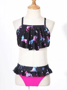Kids Girls Bikini Suit Spaghetti Straps Criss Cross Beachwear Swimsuit - Picture 1 of 91