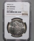 1878 CC Morgan Silver Dollar $1 Coin Certified NGC as UNC Details Reverse Damage
