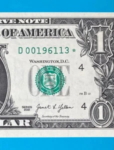 1961 January 3 : D 00196113 * BIRTHDAY Star Note $1 One Dollar Bill *UNC* - Picture 1 of 3