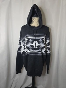 Rue 21 Grey & White Geometric Print Hooded Sweater Women's Size XL - Picture 1 of 7