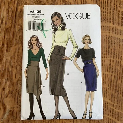 Vogue 8425 Sewing Pattern Misses Skirt Hi-Waist 2 Lengths SemiFit 4 6 8 10 Uncut - Image 1 of 3