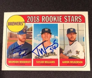 Brandon Woodruff Taylor Williams Brewers Signed 2018 Topps Heritage Card #394 - Picture 1 of 5