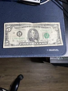 1974 $5 Five Dollar Federal Reserve Note.  Loc #22 - Picture 1 of 2